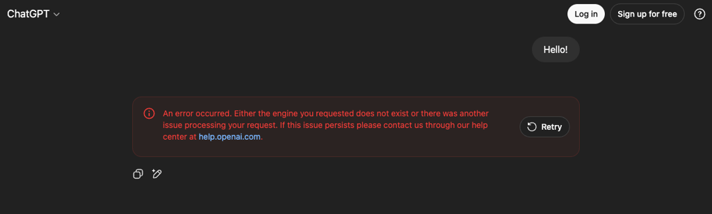 ChatGPT access error message