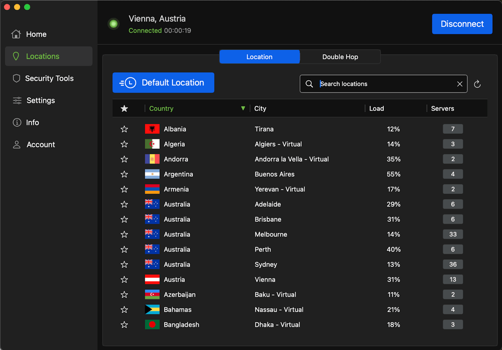 IPVanish macOS app interface