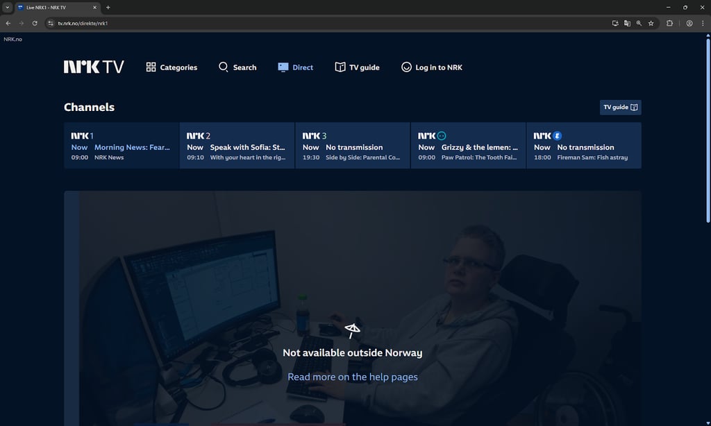 NRK TV geo-restriction error message