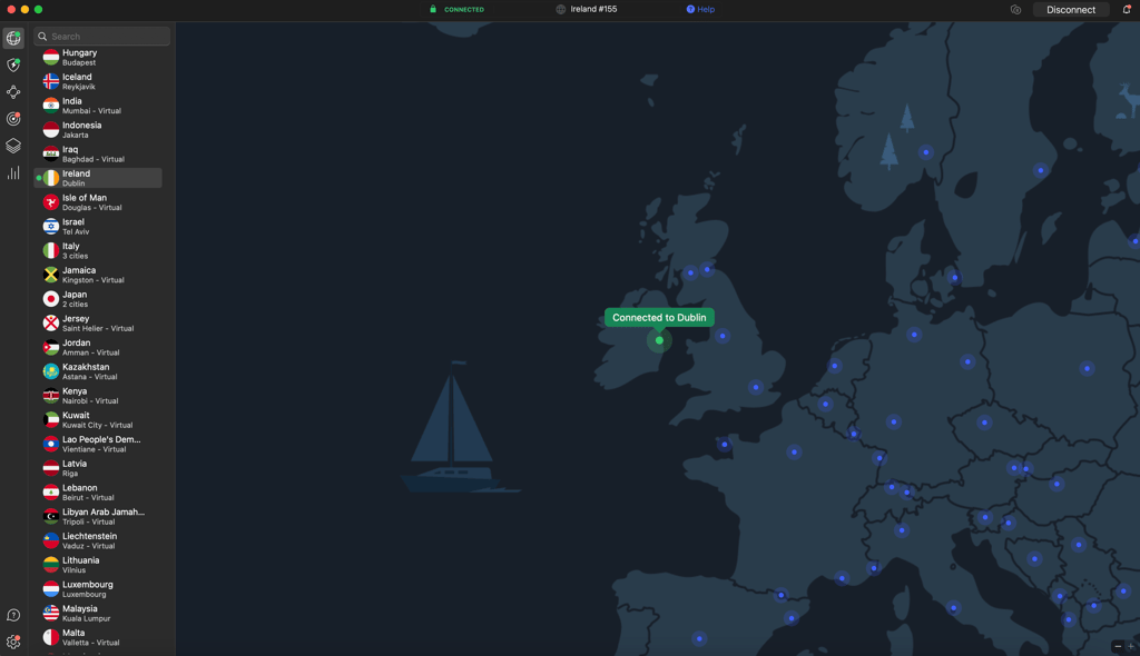 Using NordVPN's Dublin server to bypass SpankBang age verify