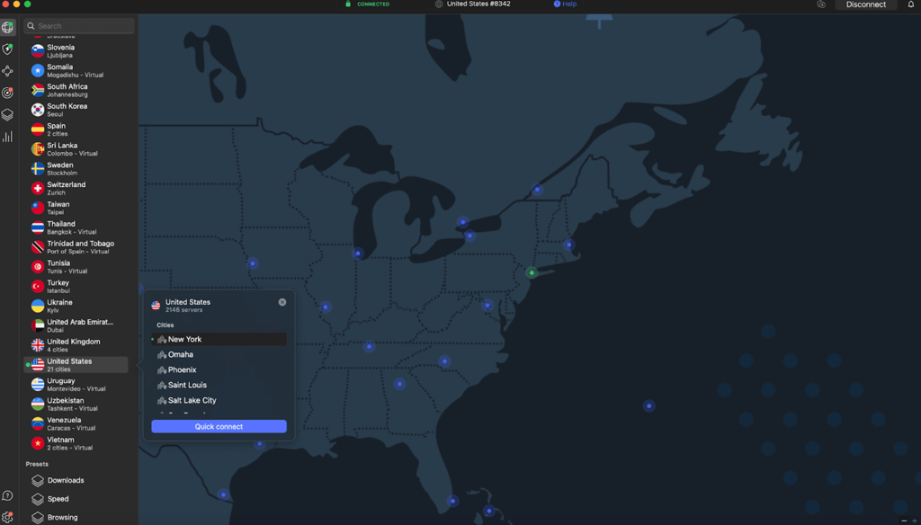Using a New York VPN server to unblock PornHub