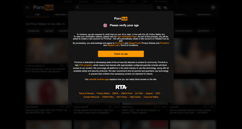 UK porn site PornHub is blocked without proof of age