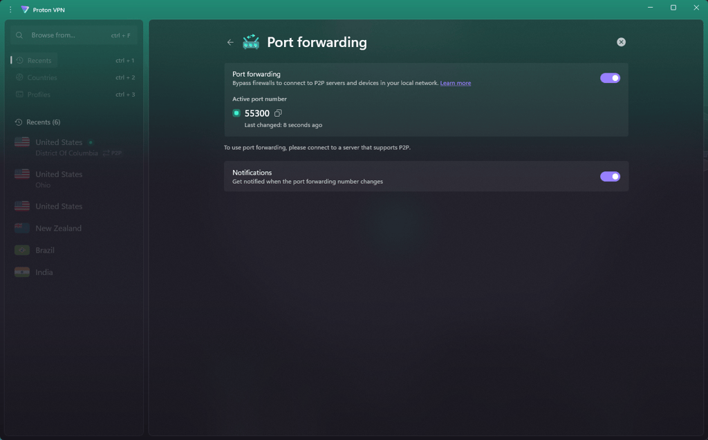 Use Proton VPN's port forwarding to access remote devices