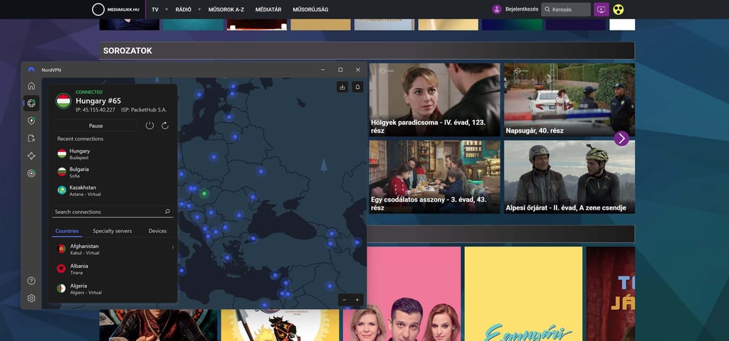 NordVPN accesses Hungarian content via local server