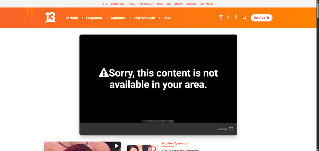 Canal13 geo-block error message