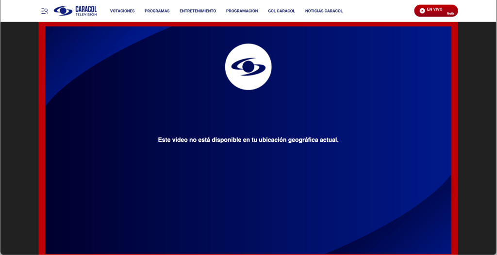 Caracol geo-restriction message