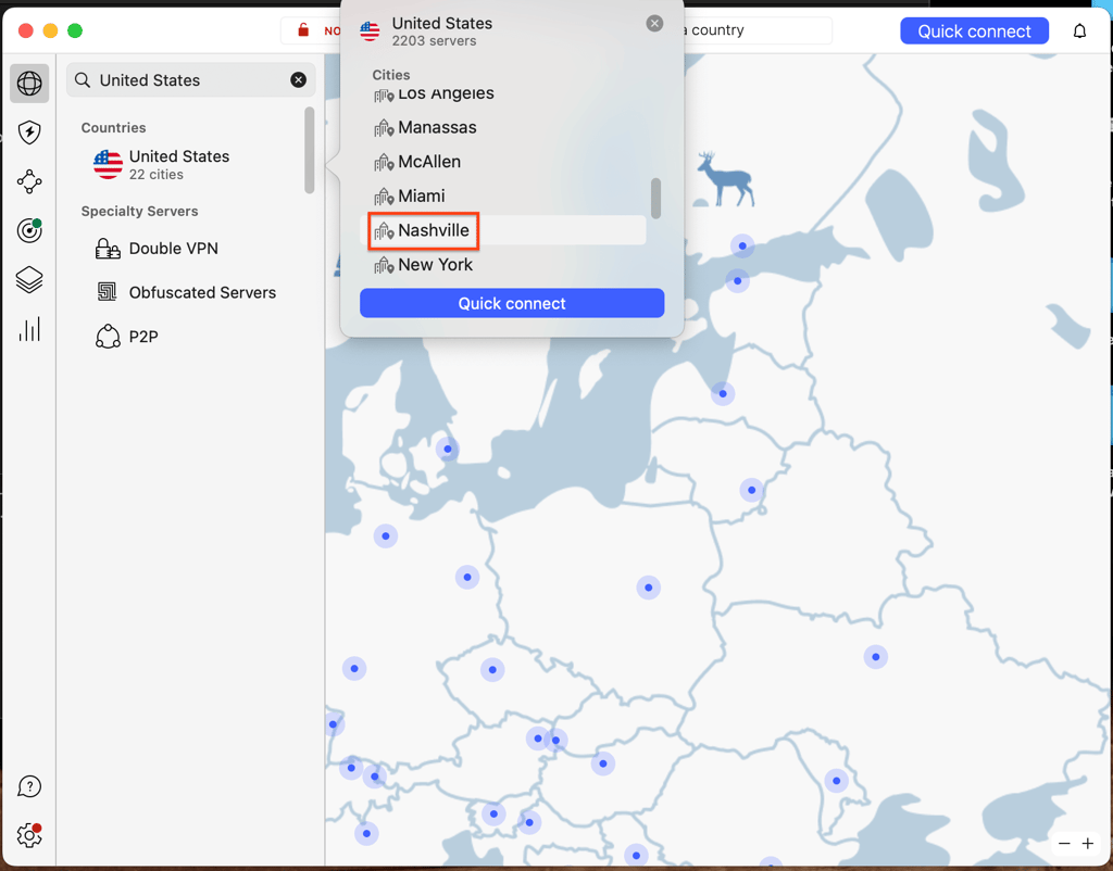 NordVPN has servers in Nashville to bypass the Bluesky Mississippi block