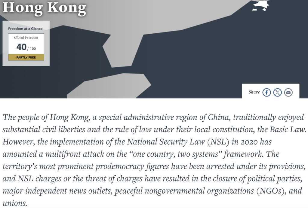 Freedom House's verdict on internet freedom in Hong Kong