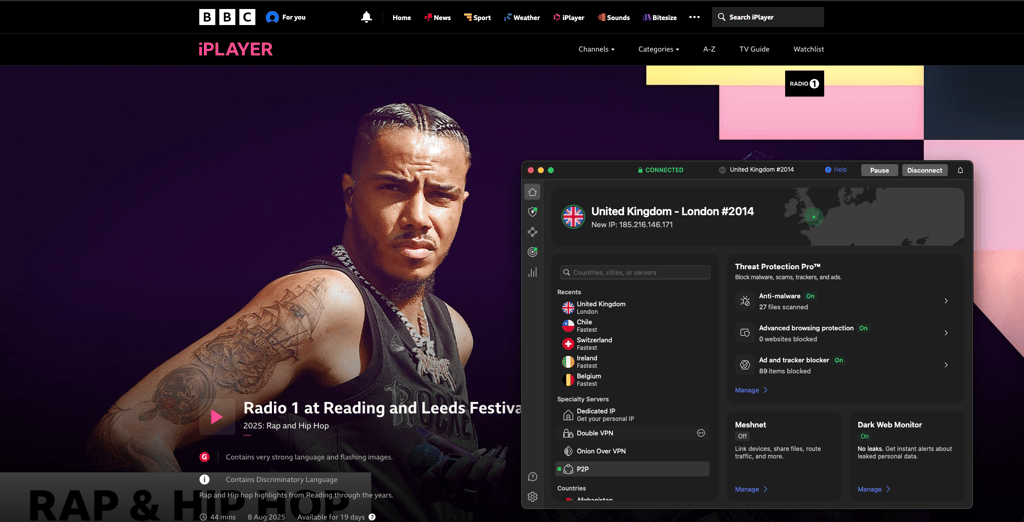 Stream Reading & Leeds 2025 on BBC iPlayer with NordVPN