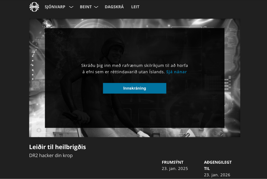 RÚV unavailable outside of Iceland error message