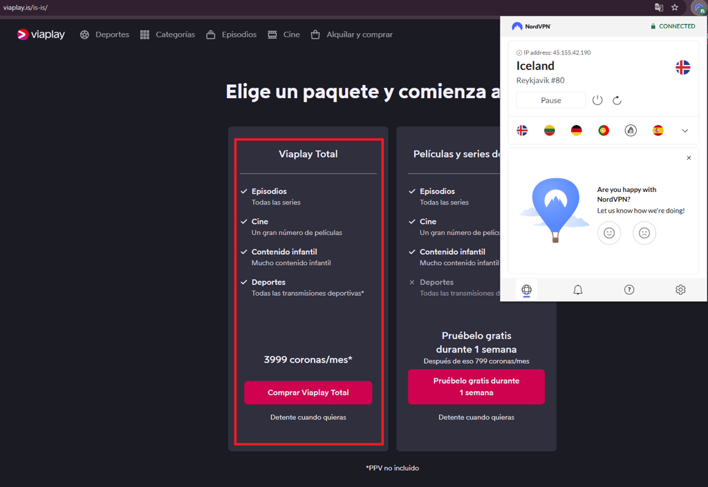 Viaplay connected to Iceland