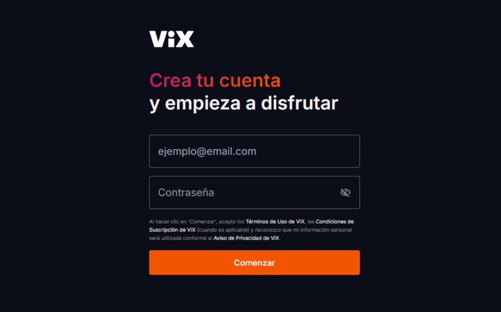 ViX Mexico Premium registration in the US using a VPN
