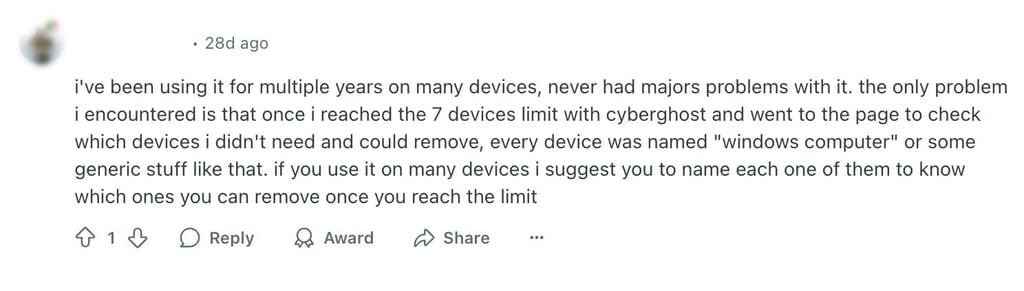 CyberGhost Reddit review