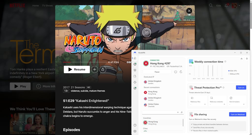 Netflix HK unlocked with NordVPN