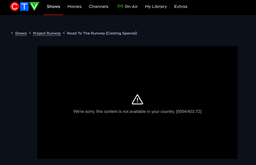 Canadian TV is not working in the US
