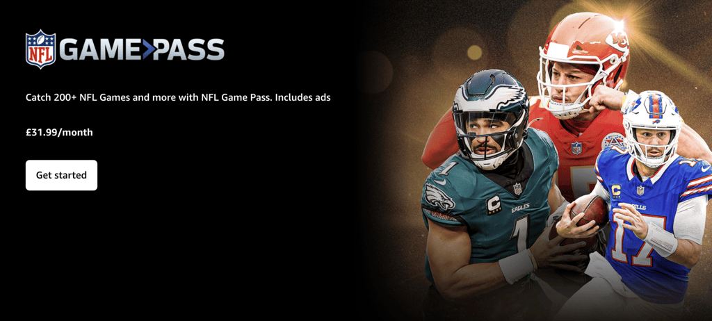 NFL game pass on Amazon Prime Video in UK