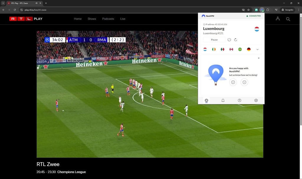 RTL Zwee mit NordVPN