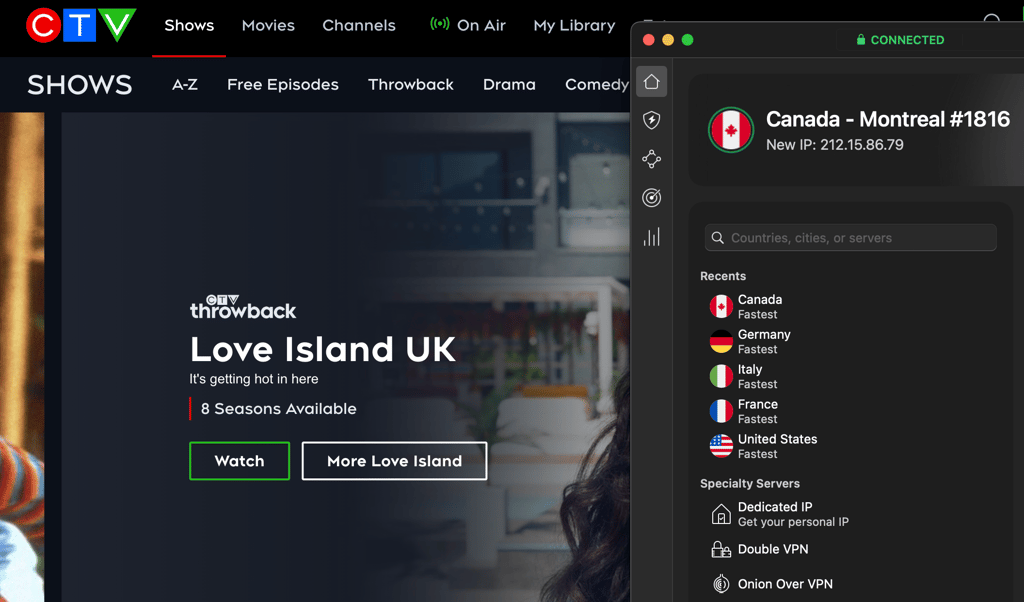 Watch Canadian TV shows in the US with NordVPN
