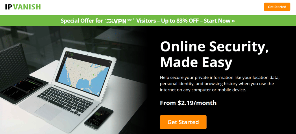IPVanish Cyber Monday deal page