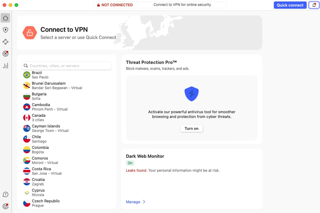 NordVPN's servers in Duelbits legal countries