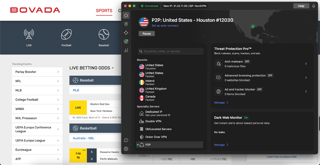 NordVPN unblocks Bovada