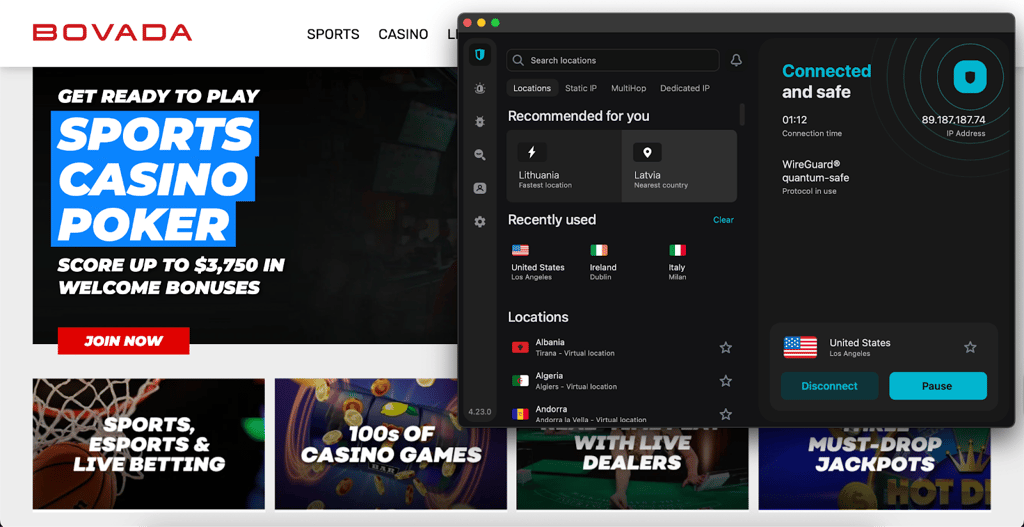 Surfshark ublocks Bovada