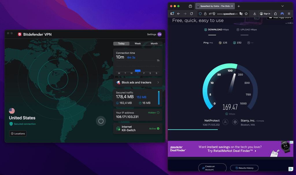 Bitdefender VPN speeds