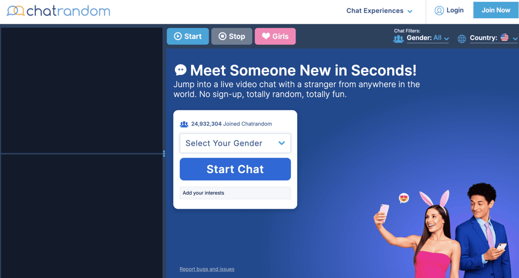 Chatrandom is a good Omegle TV alternative for video chats