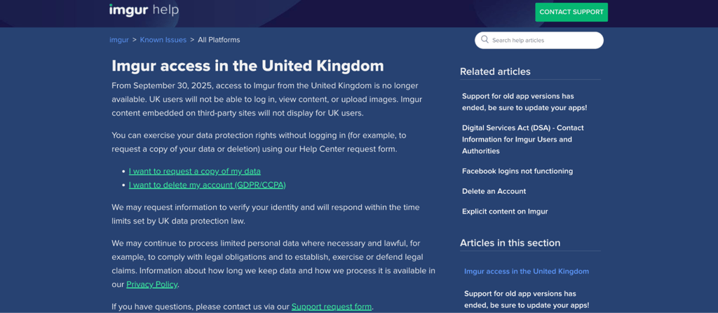 Imgur's advice on what to do if you're in the UK