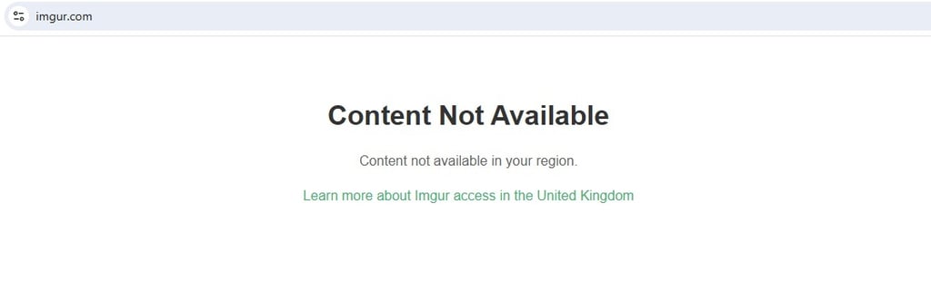 Imgur users in the UK see a "content not available in your region" error