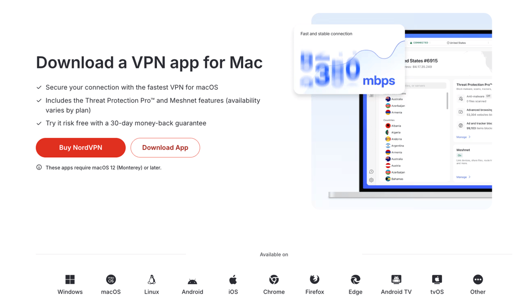 Download and install NordVPN to watch Pornhub in NC