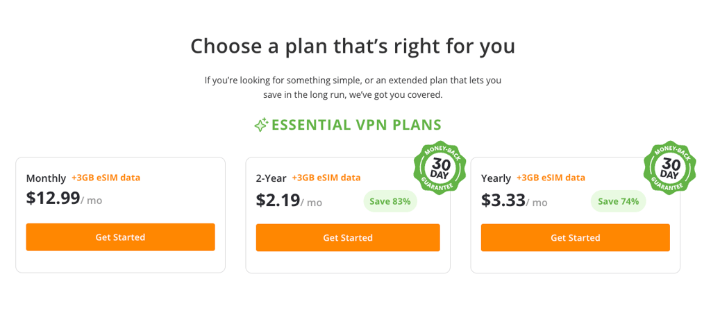 IPVanish plan options