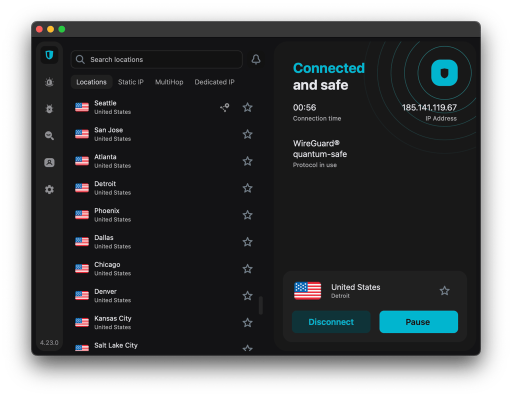 Surfshark US servers selection