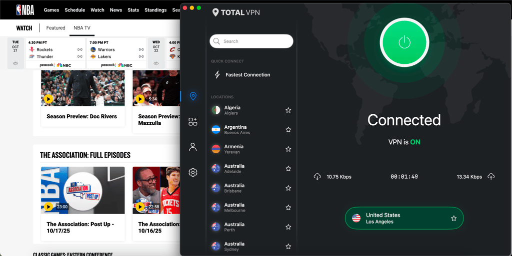 TotalVPN with NBA League Pass