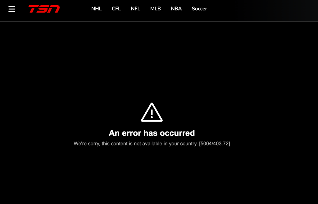TSN is not working in the US