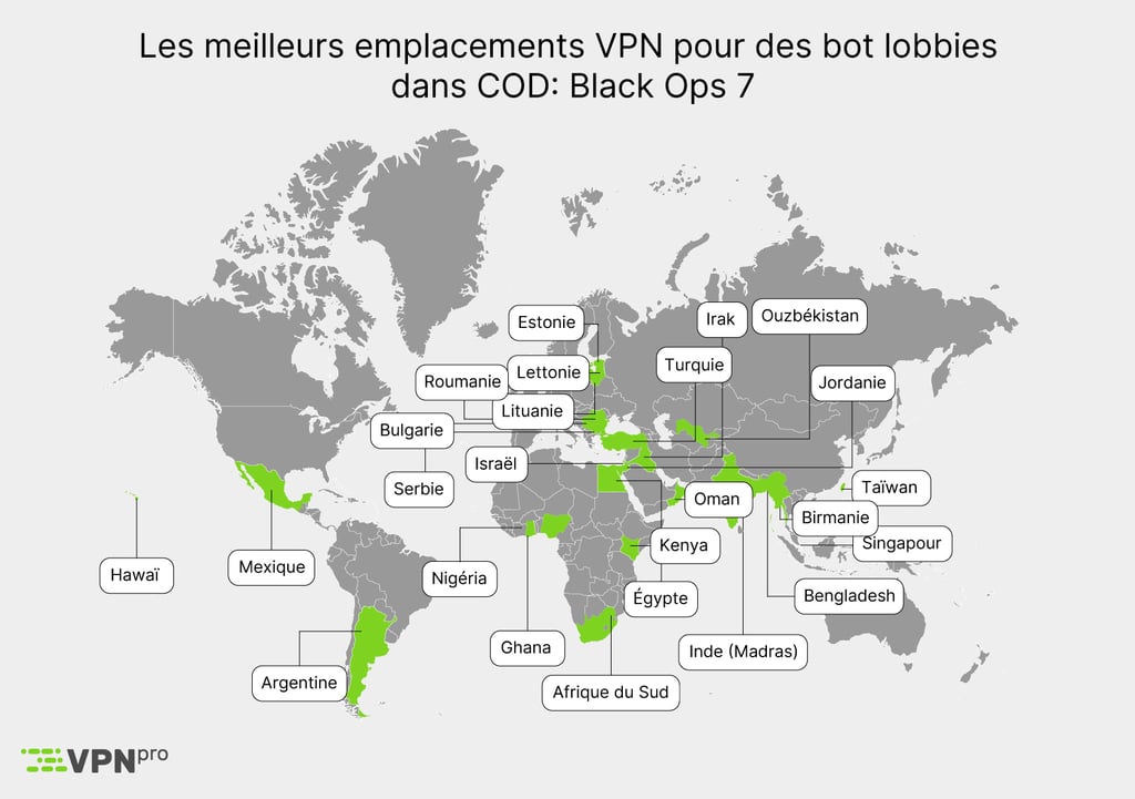 Best VPN server locations for easier COD lobbies FR