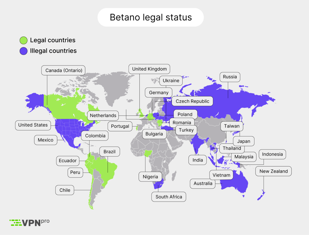 Betano's legal status across the world