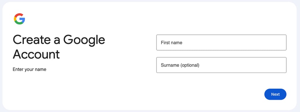 Creating new Google account