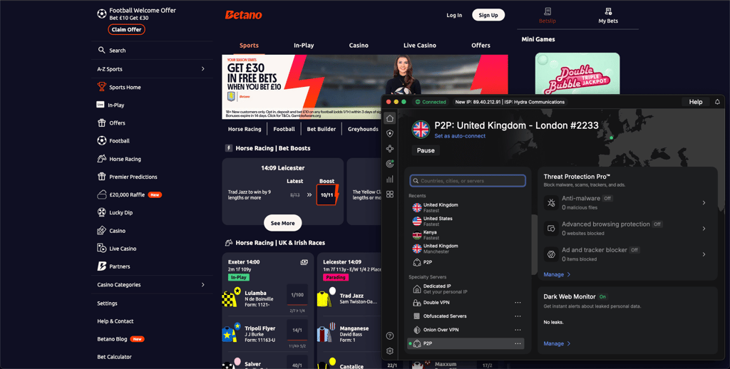 Unblocking Betano using NordVPN