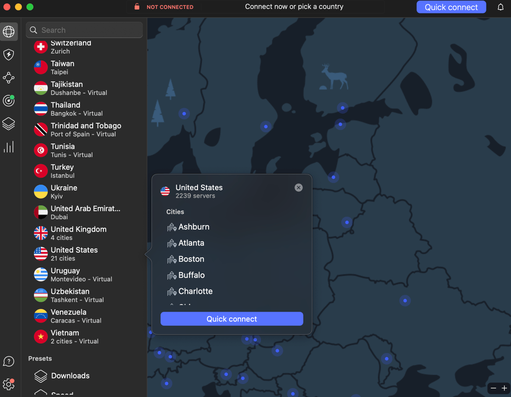 NordVPN servers in US