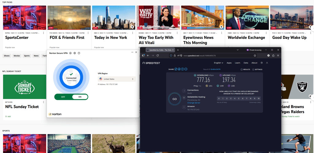 Norton VPN unlocking YouTube TV internationally