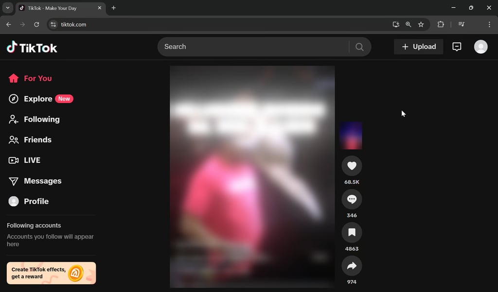 TikTok on browser