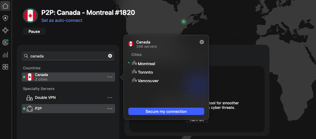 NordVPN Canada servers