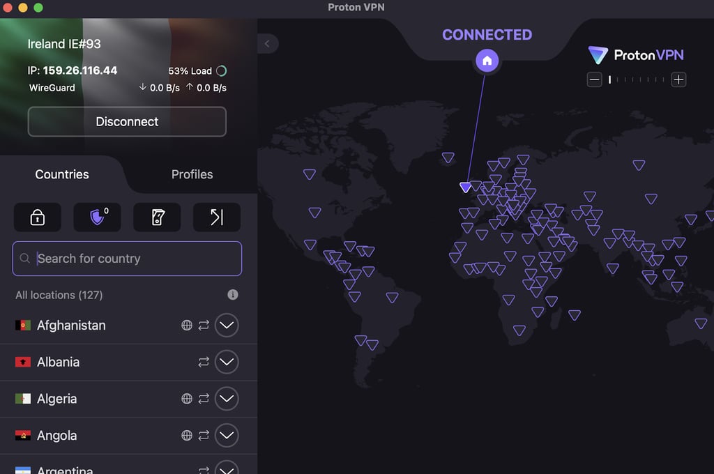 Proton VPN connected to Ireland server to access XNXX without age verification