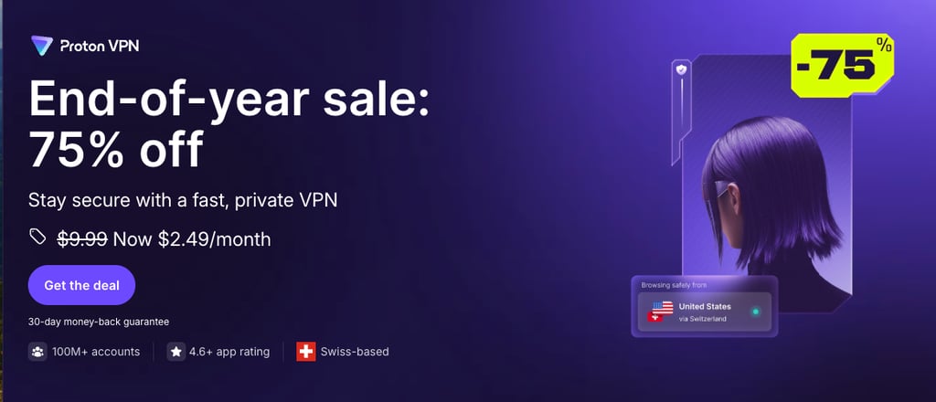 Proton VPN's main page