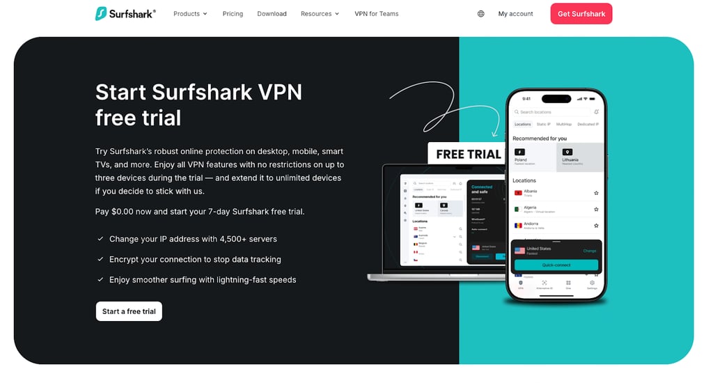 Surfshark free trial