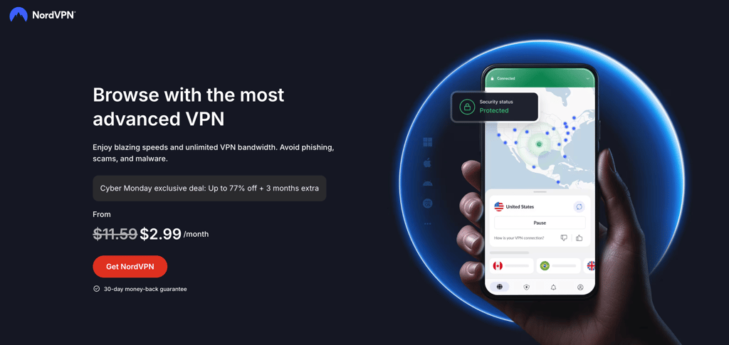 Select your NordVPN Cyber Monday offer
