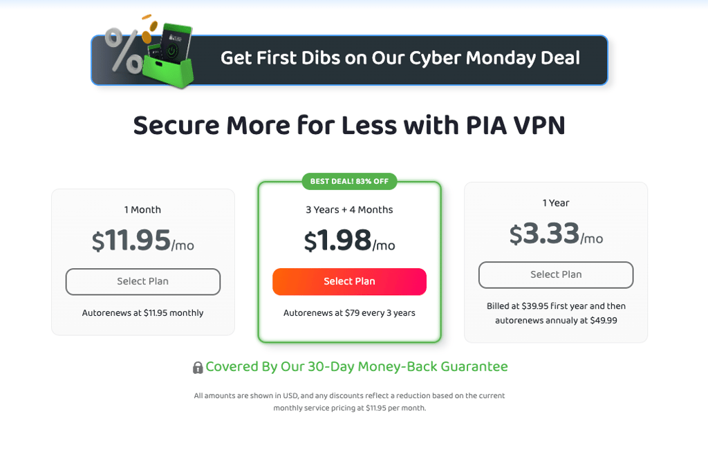 PIA Cyber Monday deals