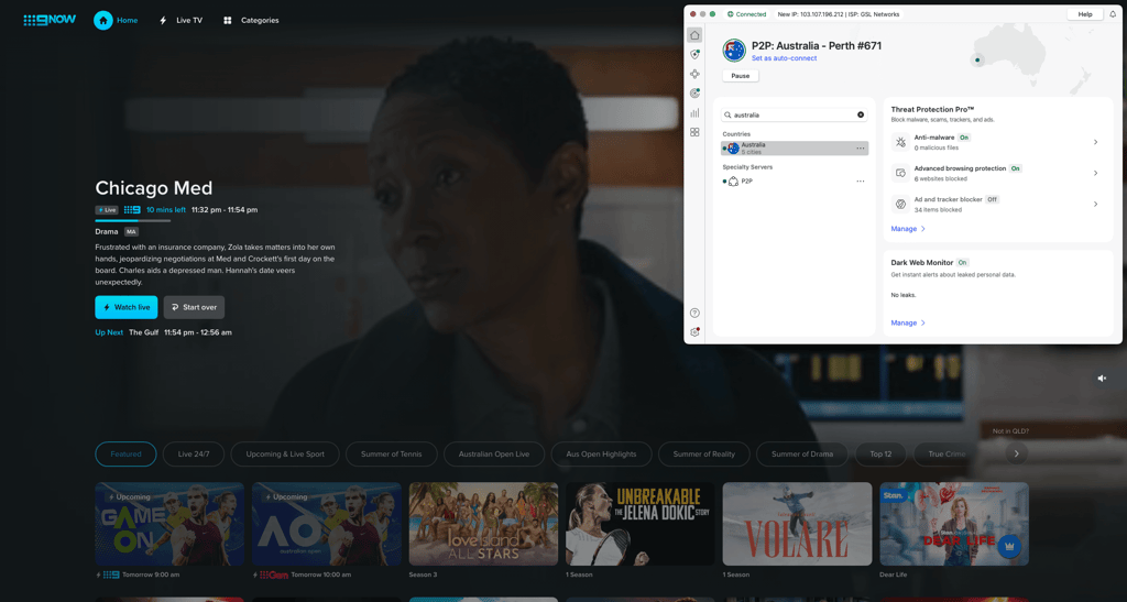 9Now unlocked outside Australia with NordVPN