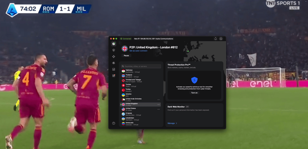 Premier League on TNT Sports with NordVPN